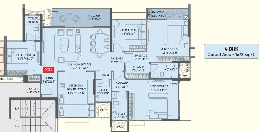 4 BHK Floor Plan at Yashada Evo Punawale